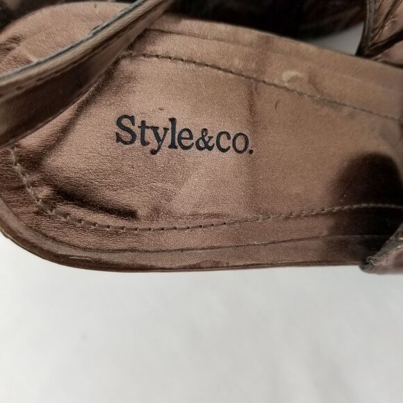 STYLE & CO 5" Wedge 1" Platform Heels Brown Size 9M ~ 4366 - Picture 8 of 11